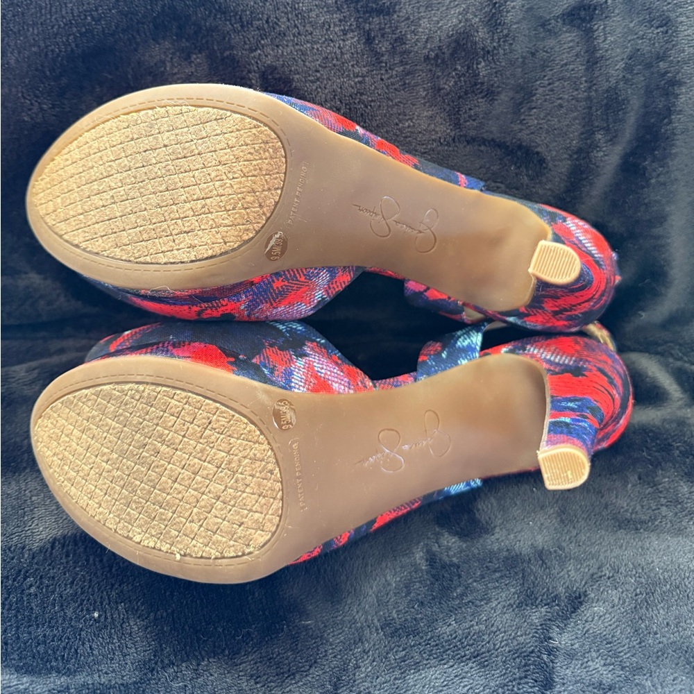 Like new! Jessica Simpson 'Sabella' Slingback Shoes floral graphic blue red - Picture 6 of 7